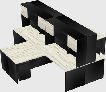 Quad l-shaped office desks