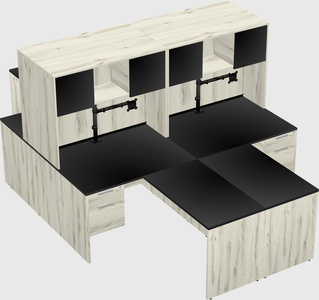 Quad l-shaped office desks