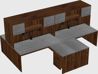 Quad l-shaped office desks
