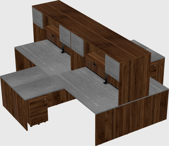 Quad l-shaped office desks