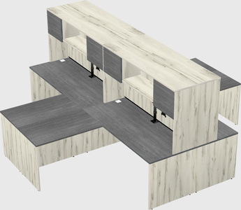 Quad l-shaped office desks
