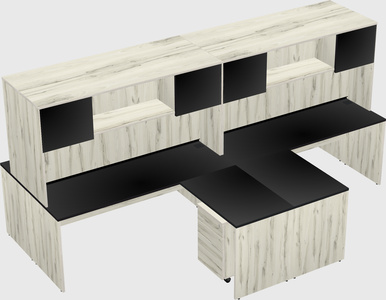 Quad l-shaped office desks