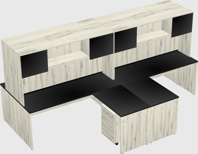 Quad l-shaped office desks