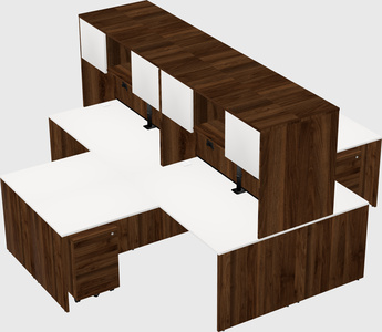 Quad l-shaped office desks