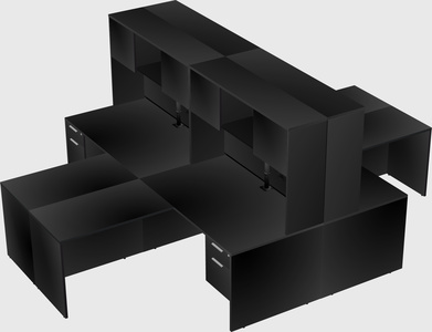 Quad l-shaped office desks