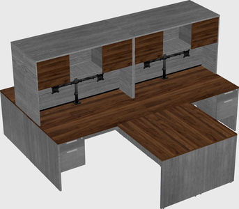 Quad l-shaped office desks