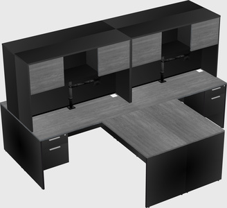 Quad l-shaped office desks