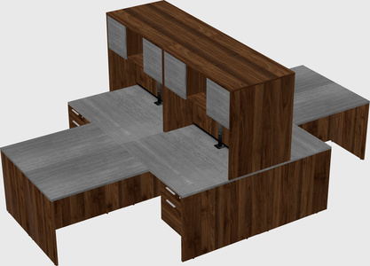 Quad l-shaped office desks