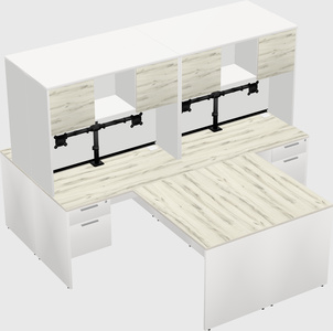 Quad l-shaped office desks