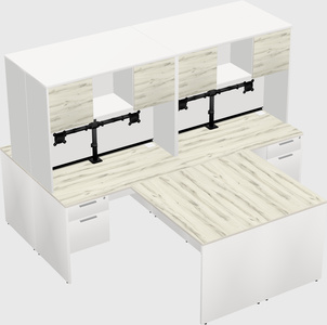 Quad l-shaped office desks