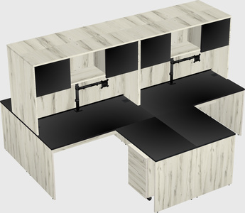 Quad l-shaped office desks