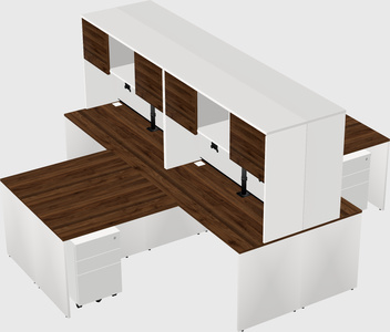Quad l-shaped office desks