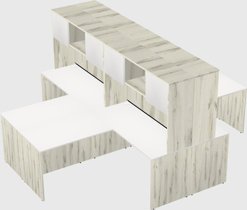 Quad l-shaped office desks