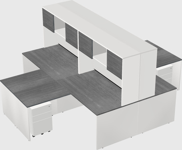 Quad l-shaped office desks