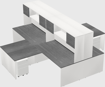 Quad l-shaped office desks