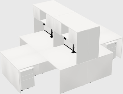 Quad l-shaped office desks