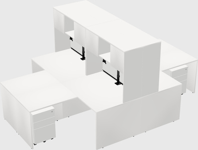 Quad l-shaped office desks