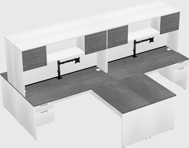 Quad l-shaped office desks