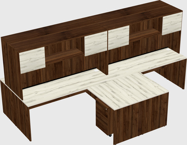 Quad l-shaped office desks