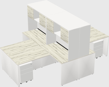 Quad l-shaped office desks
