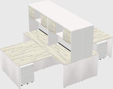Quad l-shaped office desks