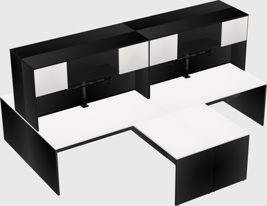 Quad l-shaped office desks