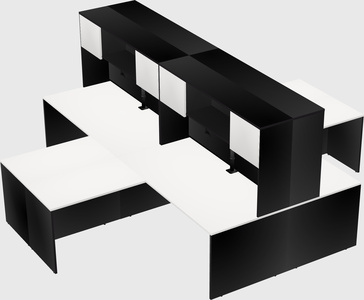 Quad l-shaped office desks