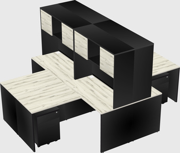 Quad l-shaped office desks