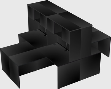 Quad l-shaped office desks