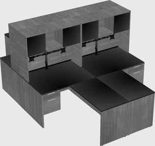 Quad l-shaped office desks