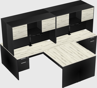 Quad l-shaped office desks