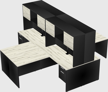 Quad l-shaped office desks