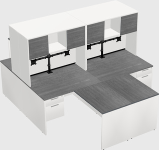 Quad l-shaped office desks