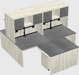 Quad l-shaped office desks