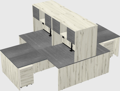 Quad l-shaped office desks