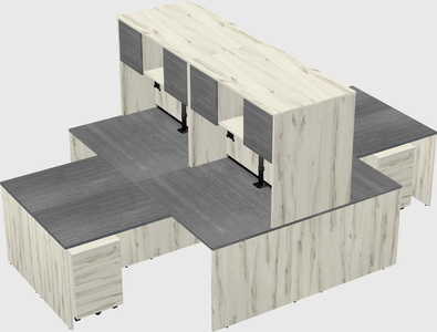 Quad l-shaped office desks