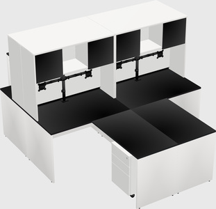 Quad l-shaped office desks