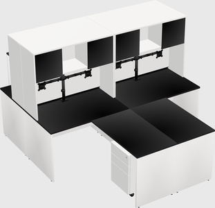 Quad l-shaped office desks
