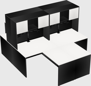 Quad l-shaped office desks