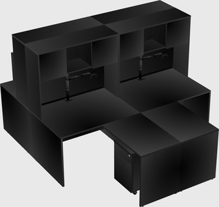 Quad l-shaped office desks