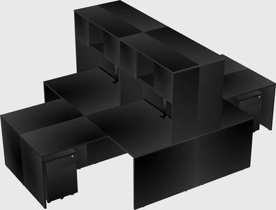 Quad l-shaped office desks