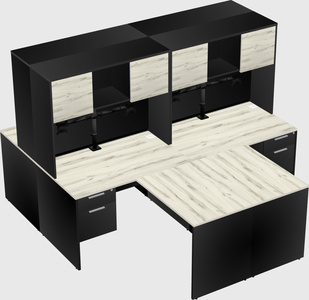 Quad l-shaped office desks