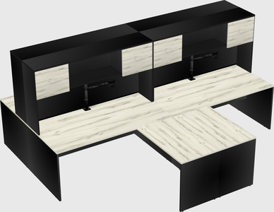 Bureaux de bureau quadruples en forme de l