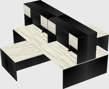 Quad l-shaped office desks