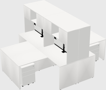 Quad l-shaped office desks
