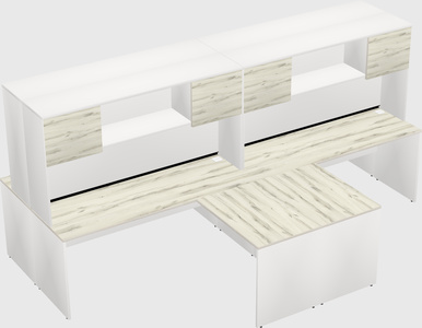 Quad l-shaped office desks