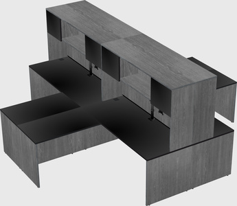 Quad l-shaped office desks