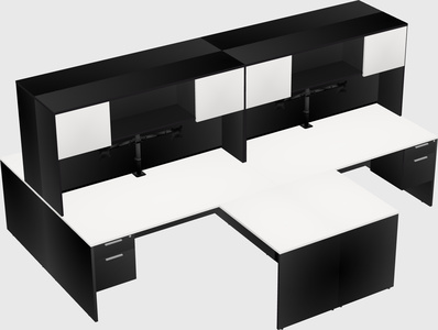 Quad l-shaped office desks