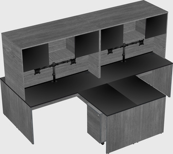 Quad l-shaped office desks