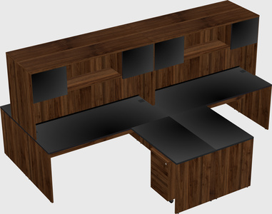 Quad l-shaped office desks